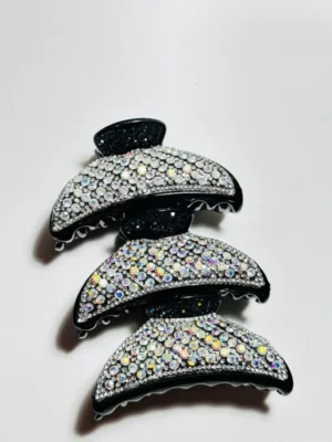 Piranha Prendedor de Cabelo Luxo Curvada Com Strass Furta-cor Premium