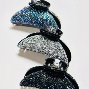 Piranha de Cabelo Luxo Meia Lua com Strass Cristal Cravejado