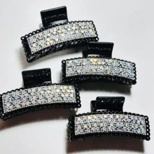 Piranha de Cabelo Luxo Retangular Cravejada Full Strass Aurora Boreal