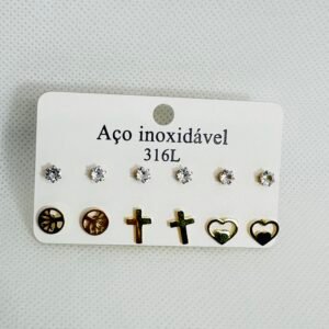 Alternative view of Kit Brincos Aço Inoxidável dourado 20