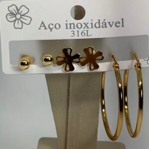 Kit de brincos aço inox 64