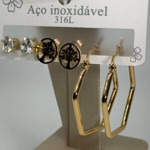 Kit aço inox brincos 61